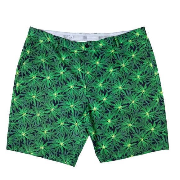 Hreski Other - Hreski Marijuana Golf Shorts Mens 44 Green Loud Printed Leaves